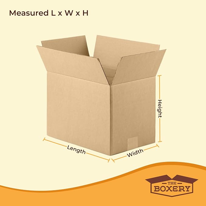 The Boxery 8"x8"x18 3/4" Corrugated Cardboard Boxes 25-Pack | Durable ECT 32 Corrugated Shipping Boxes for Mailing, Packing, Moving, and Storage — Recyclable and Made in the USA