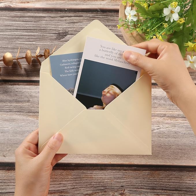 50 Pack Colored A7 Invitation Envelopes 5x7 Brown, 5 1/4 x 7 1/4 in | 5 Colors Envelopes with Gold Stickers For Cards and Invitations