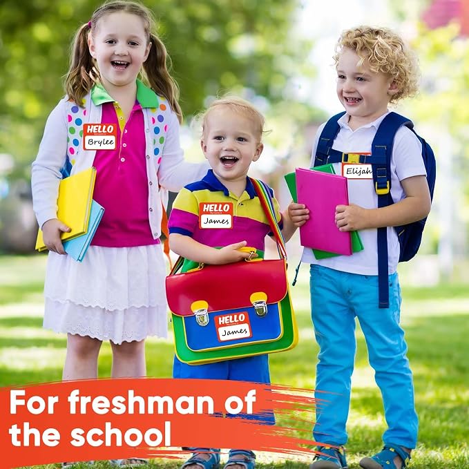 256 Pcs Name Tags Sticker 3"x2.5" Hello My Name is Stickers, Orange-red Name Labels Adhesive Identification Name Badges for School, Office, Meeting, Family Parties, Mailing