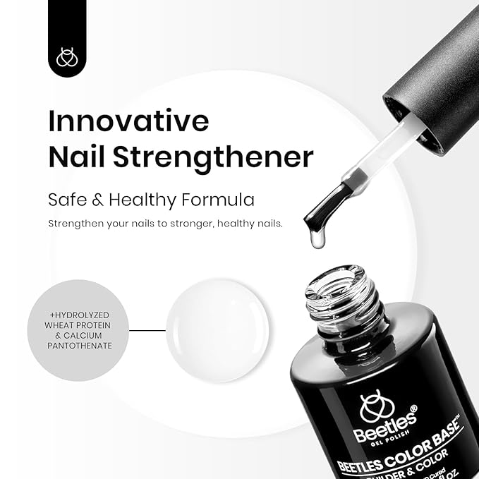 Beetles Gel Top Coat & Clear Rubber Base Gel Polish Set, 2Pcs 15ml Top Coat Nail Polish and Clear Nail Polish Soak Off UV LED for Nail Art Long Lasting DIY Manicure Use Gifts for Women
