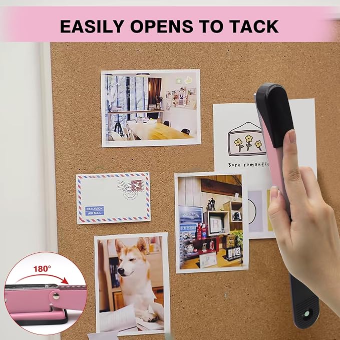 Pink Stapler Heavy Duty, Staplers for Desk, 2000 Staples, Staple Remover | 50 Sheet Capacity No Jam Metal Stapler, Non-Slip Heavy Duty Stapler, Pink Office Supplies for Teacher, Office Clerks