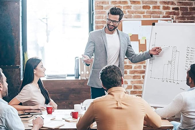 XBoard Magnetic Whiteboard 36 x 24 Inches, Aluminum Frame | 3' x 2' Dry Erase White Board for Wall, Message Presentation Board for Home School Office