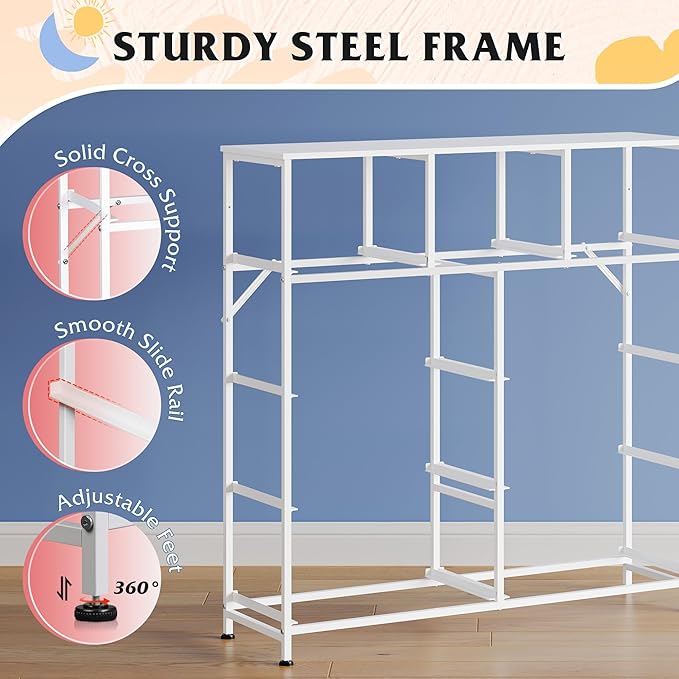 WLIVE 9 Drawer Dresser, Fabric Storage Tower for Bedroom, Hallway, Closet, Tall Chest Organizer Unit for Bedroom with Fabric Bins, Steel Frame, Wood Top, Easy Pull Handle, Tie-dye Purple Print