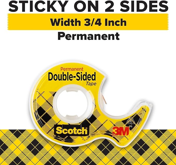 Scotch Double-Sided Removable Tape with Dispenser, 3/4-Inch x 400-Inch, Clear – 1-Pack