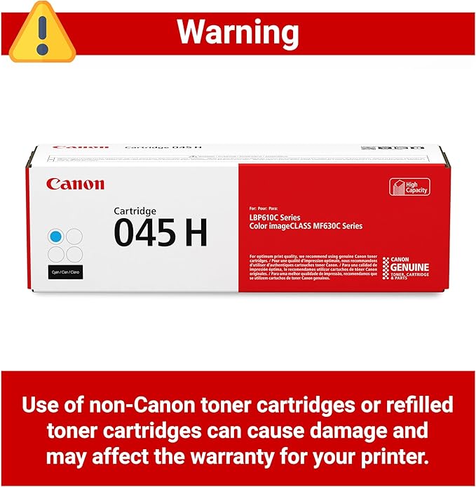 Canon Genuine 045 Cyan Toner Cartridge High Capacity Compatible with LBP612Cdw, MF632Cdw, MF634Cdw