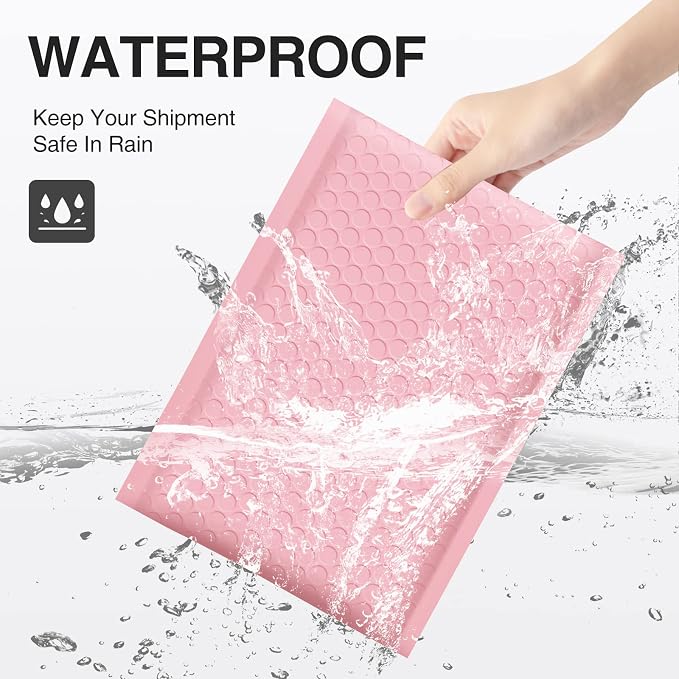 UCGOU Bubble Mailers 4x8" Light Pink 50 Pack Usable Size 4x7" Shipping Bags | Opaque Self Seal Adhesive Waterproof Boutique Padded Envelopes for Jewelry Makeup Small Bubble Mailers for Trading Cards #000