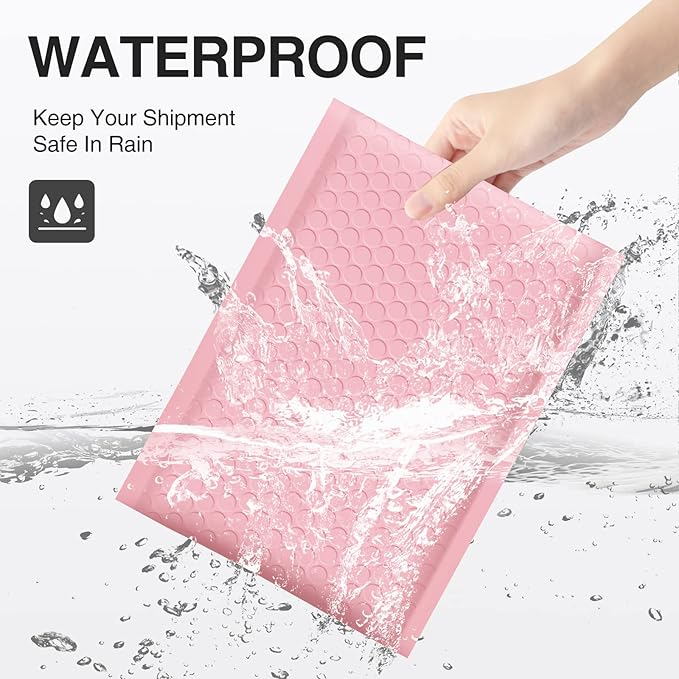 UCGOU Large Bubble Mailers 9.5x14.5 Inch Light Pink 25 Pack Poly Padded Envelopes Large #4 Mailing Packages Opaque Packaging Postal Self Seal Adhesive Waterproof Boutique Shipping Bags for Clothes
