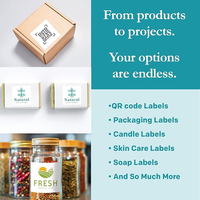 Premium Label Supply White Sticker Square Labels – 2.5" x 2.5" – Laser/Inkjet Compatible – (12 per Sheet), 25 Sheets – 300 Total Adhesive Labels