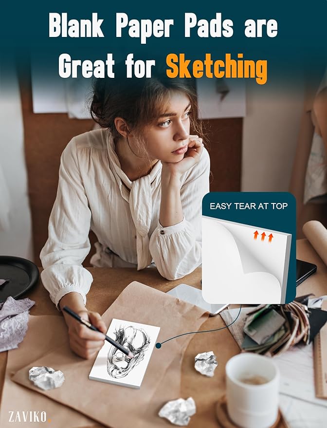 Note Pads 4x6, 6 Pack Mini Blank Notepad 4x6, Small Notepads 4x6 Paper Pads, Scratch Pads 4x6 Small Pads of Paper, Memo Pads 4x6, White Server Note Pad Paper, Small Pocket Notebook 4x6, 50 Sheets/Pad
