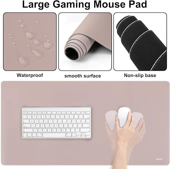 MOSISO Keyboard Mouse Pad Set, Large Gaming Mousepad&Keyboard Wrist Rest | Mouse Wrist Rest&Coaster, Ergonomic Non-Slip Mousepad&Easy Typing Cushion with Memory Foam for Home Office, Taupe Brown