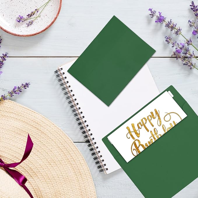 50Packs A7 Green Envelopes 5x 7Inch Card Envelopes,Self Seal for Weddings, Greeting Cards，Mailing， Invitations, Photos, Postcards