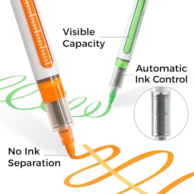 Ohuhu Acrylic Paint Markers Brush Tip 24 Colos Automatic Ink Control Acrylic Markers High Opacity Paint Pens for Rock Painting 3D Prints Easter Eggs Wood DIY Crafts - Nahuku
