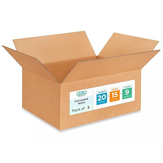 Large Moving & Shipping Boxes 20 x 15 x 9 inches (5-Pack) - Extra Strength 200 lb vs Regular - Corrugated Strong Moving Boxes - Large Packing Box for Shipping by IDL Packaging | Extra Strength 200 lb vs Regular - Corrugated Strong Moving Boxes - Large ...