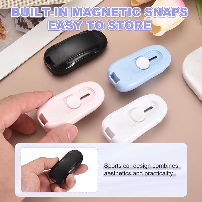 PATIKIL Mini Box Cutters, 2Pcs Retractable Small Utility Knife Magnetic Package Opener for Opening Boxes Envelopes Packages Paper Tapes Home Office Supplies, Black/White