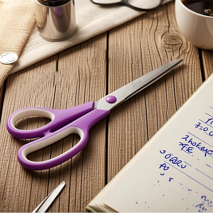 Purple Scissors for Office School Home Craft Sewing Fabric, All Purpose Scissors 8 Inch (1 Pack)