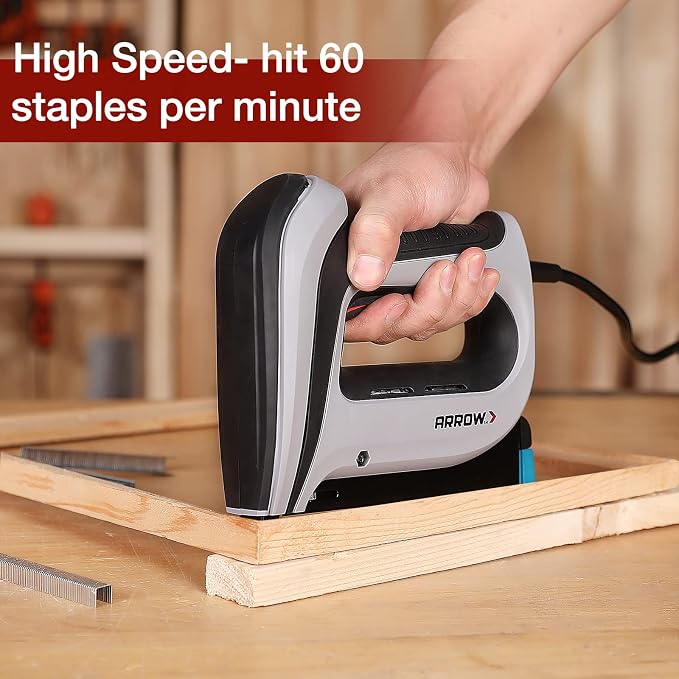 Arrow Electric Staple Gun Kit with 3750 Pieces T50 Staples, T50ACD | Corded Stapler with 3750 Pieces T50 1/4", 3/8", 1/2" Staples, for Upholstery Professional and DIY Projects