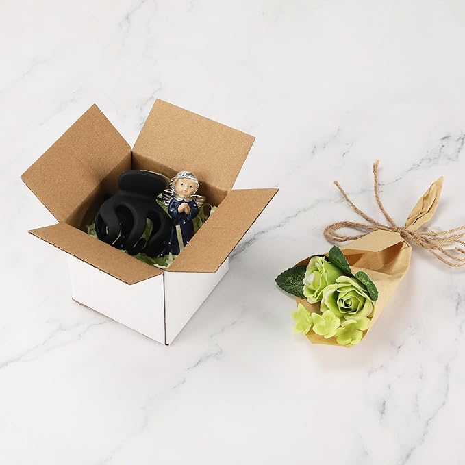 EXYGLO 50 Pack 3x3x3 Shipping Boxes for Small Business, White Corrugated Cardboard Small Box for Packaging, Moving, Mailing, and Storing