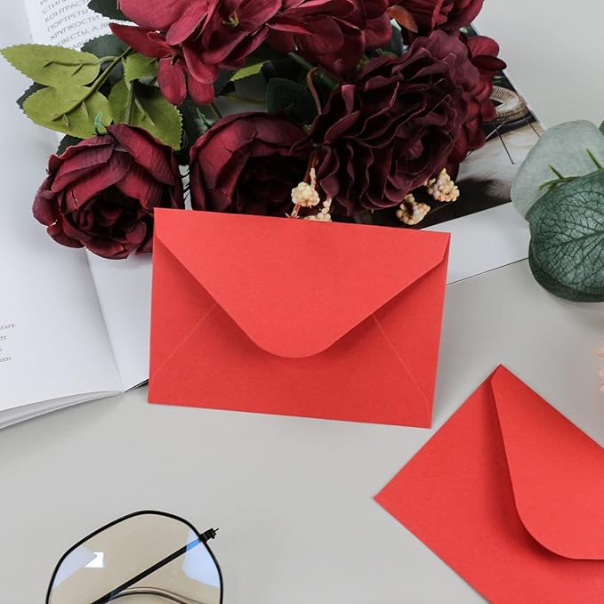 150 Packs of Gift Card Envelopes, Black Mini Envelopes, Gift Card Holder, Business Card Envelopes (4"x2.75") (Red)