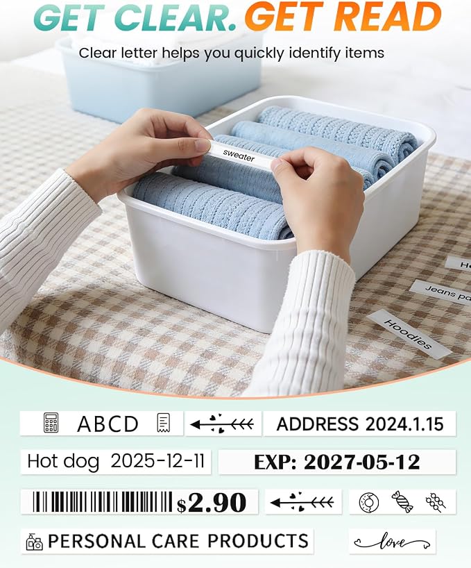 3.5mm 0.13'' Label Maker Tape Replacement for Brother TZe-N201 TZeN201 | P Touch TZe TZ Label Tape Non-Laminated Narrow Refills, Compatible with PT-D210 PT-D220 PT-H110 PT-D200, 4-Pack