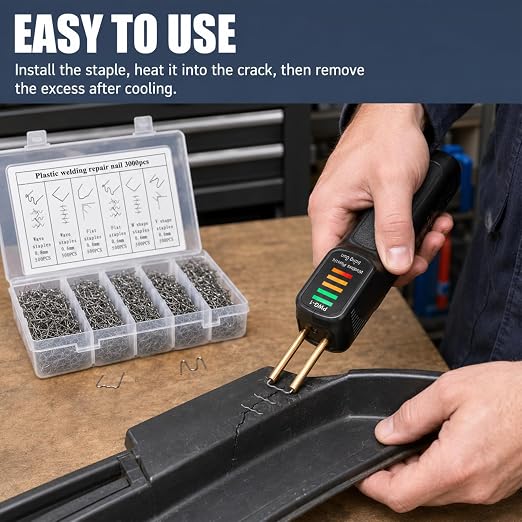 3000 PCS Plastic Welding Staples, 6 Types Hot Staples for Plastic Welder, Stainless Steel Repair Staples for Auto Bumper and DIY Projects
