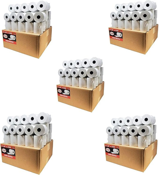 (1500 Rolls) 3 1/8 x 230 Thermal Paper Receipt Rolls (55 GSM Premium Quality German Paper) Fits All POS Cash Registers BPA Free - BuyRegisterRolls