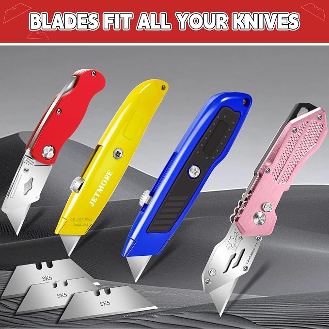 500 Pack Razor Blades, Box Cutter Blades, SK5 Utility Knife Blades | Box knife blades cut cartons, drywall and leather, Bulk replacement blades support construction, warehouse and home projects