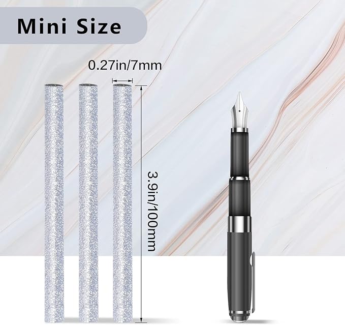 Manarty Glitter Silver Hot Glue Stick, 48 PCS 0.27" Dia x 4" Long Mini Hot Melt Glue Sticks Colored, Adhesive EVA Glue Sticks Standard for Sealing Repairing DIY Art Handmade Car Craft Decoration