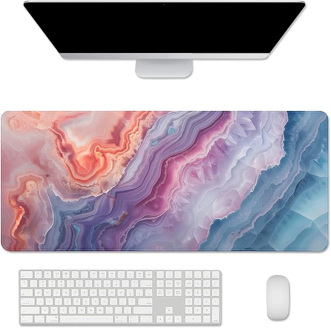 Aesthetics Mouse Pad Desk Mat Large Desk Pad Computer Pad Long Mousepad | Stitched Edges Rubber Non-slip Girls Office Study Gaming Computer Keyboard Laptop PC XL Extended