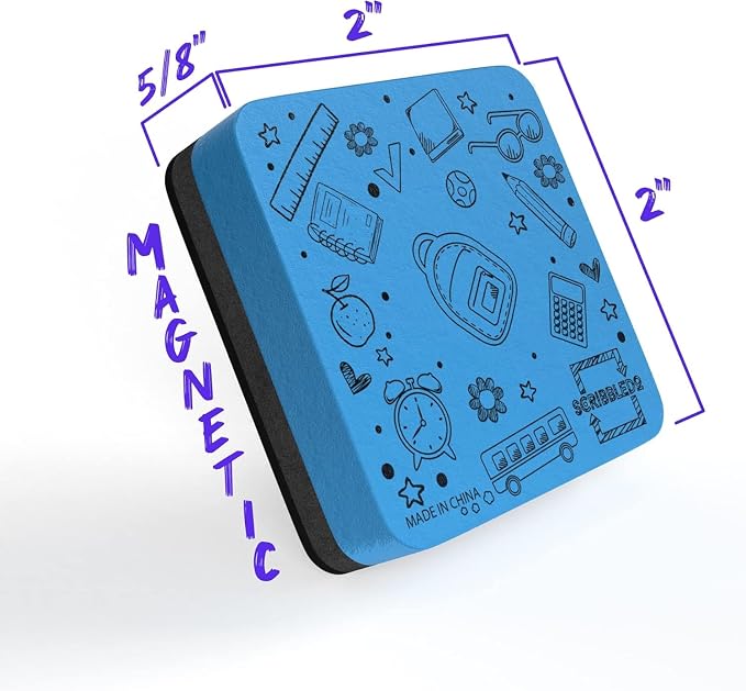 30 Pack Dry Erase Erasers Assorted Colors Magnetic Whiteboard Erasers for Kids and Students - Smudge Free Small Dry Erase for Classroom Home, School and Office