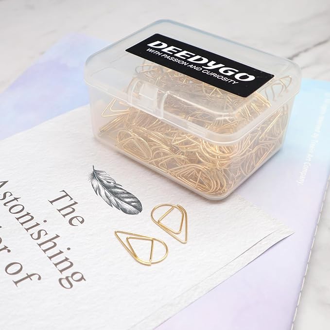 120 Pieces Gold Paper Clips Teardrop Medium Stainless Steel Drop-Shaped Paper Clips for Office School Supplies Wedding Invitations Scrapbooking Bookmarks Kids Women Planners (1.3 inch) by DEEDYGO