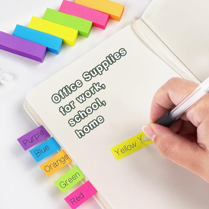 Eastern Wolf Page Markers, 0.5x1.8 in, 30 Pads, 6 Bright Colors | Self-Stick Flags 6 Bright Assorted Colors, Easy to Color-Code and Organize