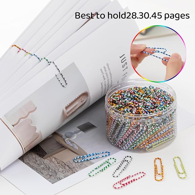 Paper Clips Colorful, 300PCS Jumbo 2 inch, Durable and Rustproof, Large Great for Office School Organizing