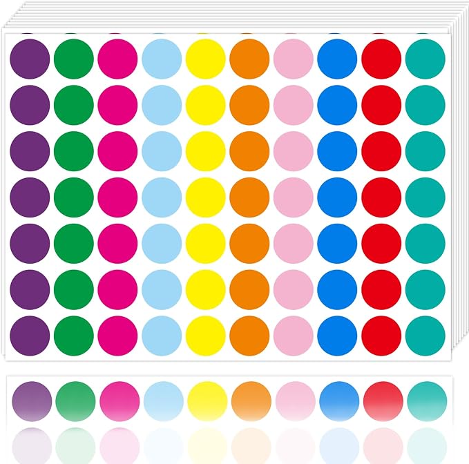 1400 PCS Colored Circle Dot Stickers 3/4" Round Coding Label | Used for manual labor in kindergartens, garage yard price sales, organizing activity color groups,marking spice bottles