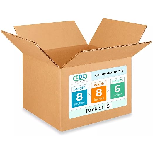 Small Moving & Shipping Boxes 8 x 8 x 6 inches (5-Pack) - Extra Strength 200 lb vs Regular - Corrugated Packing for Moving - Heavy Duty Moving Box - Strong Box for Shipping by IDL Packaging | Extra Strength 200 lb vs Regular - Corrugated Packing for Mo...