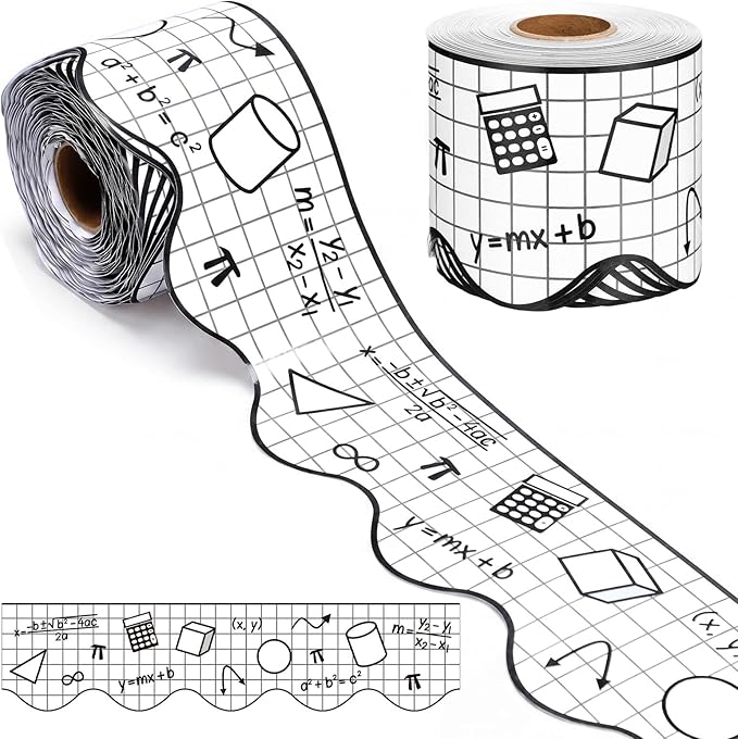 Gersoniel 69 ft Math Bulletin Board Borders Die-Cut Border Trim Roll Back to School Classroom Decorations for Teacher Blackboard Chalkboard Offices Home Walls