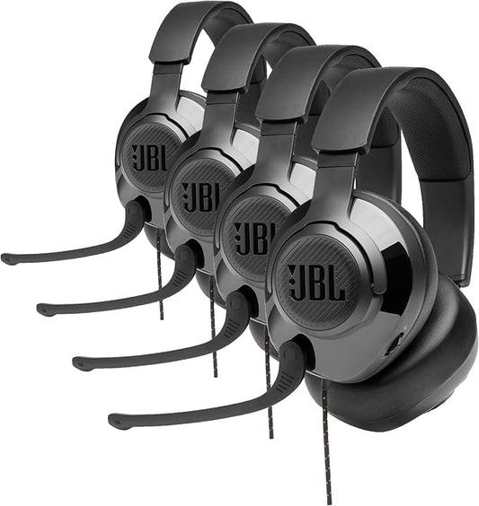 JBL Quantum 200 - Wired Over-Ear Gaming Headset with Voice Focus Directional flip-up mic and Memory Foam Ear Cushions (Black),(Pack of 4)