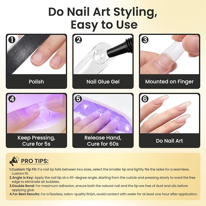 LIONVISON Solid Gel Nail Glue: 28+ Days Long-Lasting for DIY Beginners | UV Cured Adhesive for Press On Nails & Tips Extension - 15g 0.5 fl.oz Tube for DIY Beginners at Home
