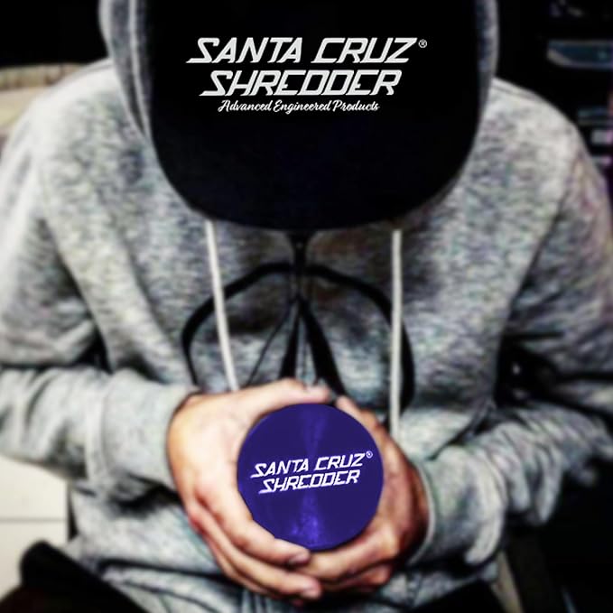 Santa Cruz Shredder Metal Spice and Herb Grinder Knurled Top for Stronger Grip 2-Piece 2.7" (Purple)