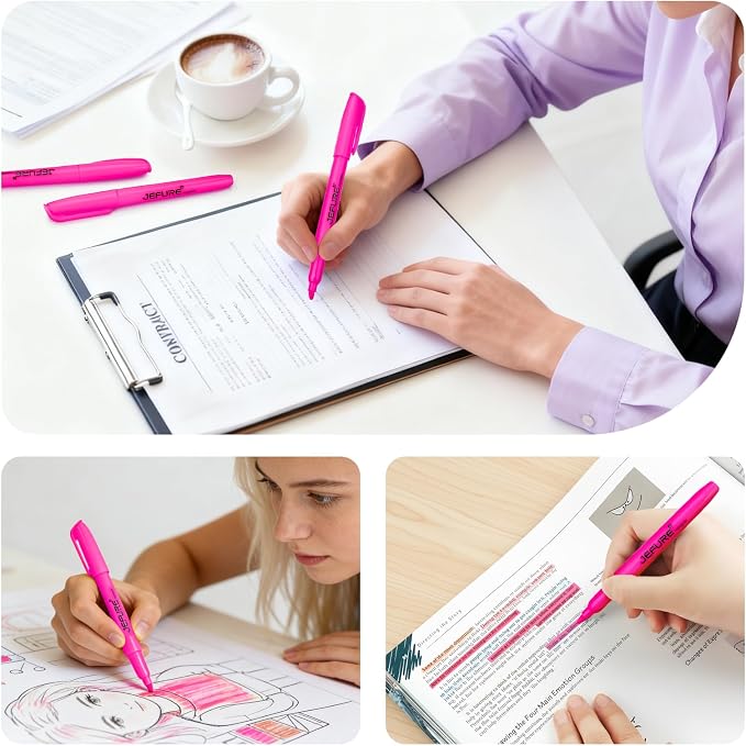 36 Pcs Highlighters, Chisel Tip, Quick Dry, Pink | Highlighters for Studying, Note-Taking, School, College, Office, Teacher & Student Supplies