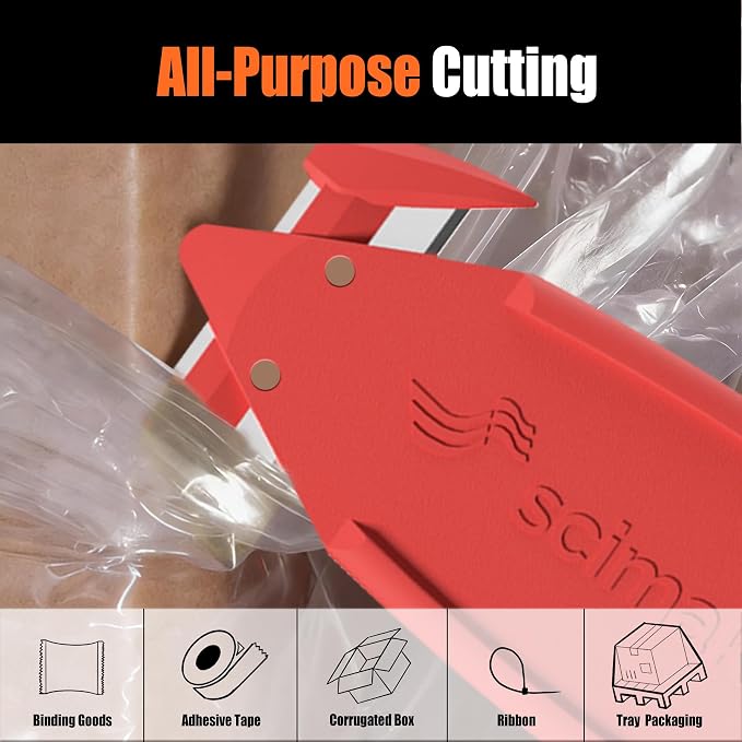 Safety Box Cutter Knife, Recessed SK-2 Blade, 6-Pack Assorted | Mini package opener tool, finger-safe hidden knife, built-in tape splitter for cardboard & shrink wrap, ambidextrous grip.