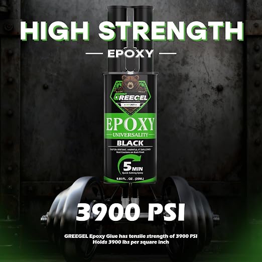 2 Part Black Epoxy Glue 5 Minute Set Adhesive, 0.85 oz Syringe | Fast-Setting 2-Part Strong Epoxy Adhesive, Black Ultra Strong Epoxy Resin Glue for Plastic, Metal, Glass, Ceramic