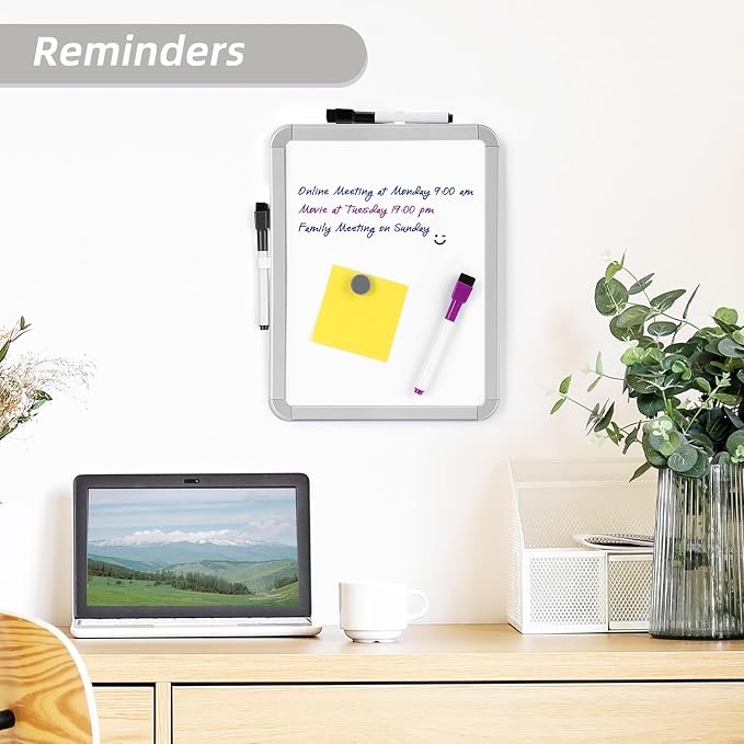 VUSIGN Small Dry Erase Whiteboard, 8.5 x 11 Inches White Board for Kids, Students, Fridge, Locker, Mini Dry Erase Board (Pack of 2)