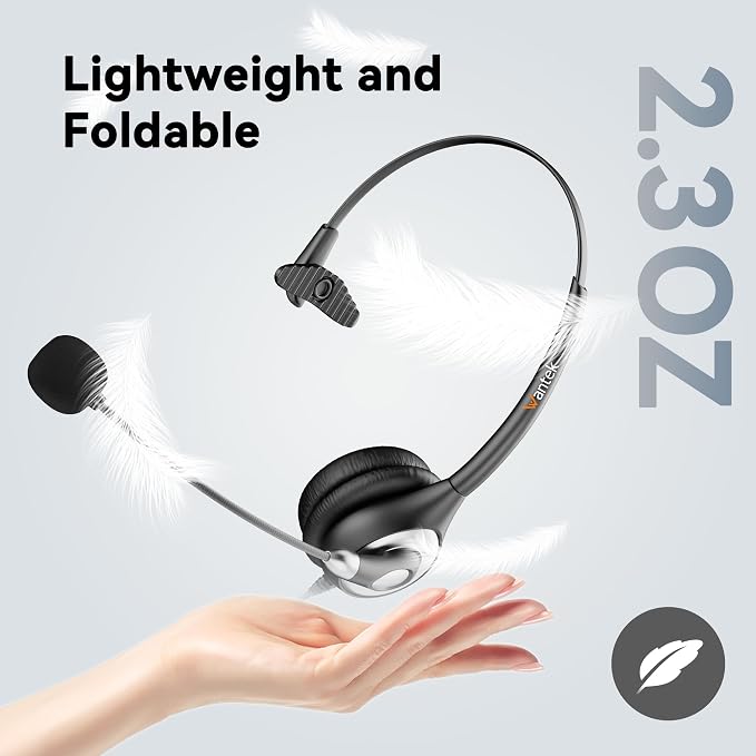 Wantek USB Headset with Microphone for PC, Computer Headset with Noise Canceling Microphone with Mute for Home Office Online Skype Zoom Meetings