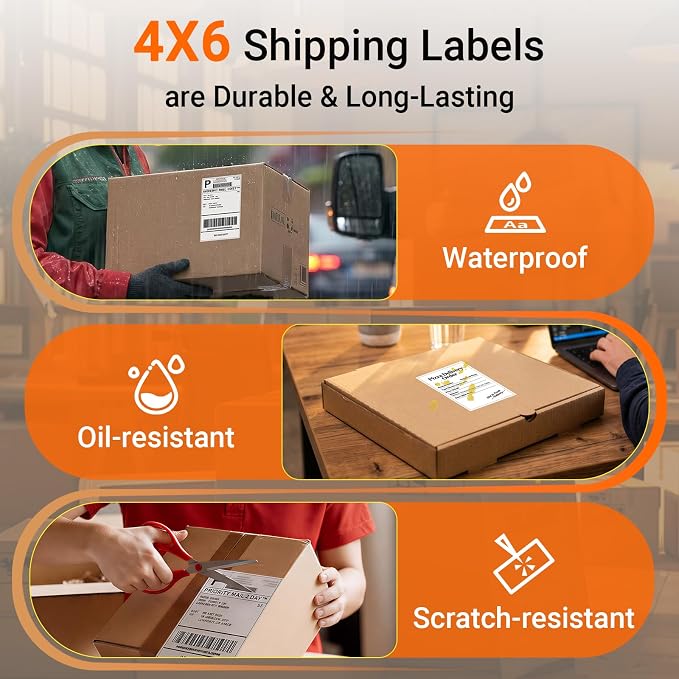 Phomemo 4x6 Thermal Shipping Labels 250 PCS Fanfold Labels for Address Mail | Compatible with JADENS/NULLTONEX/Nelko/KNAON/Phomemo/Rollo/MUNBYN/Omezizy/Rongta and Other 4x6 Label Printers, No BPA and BPS