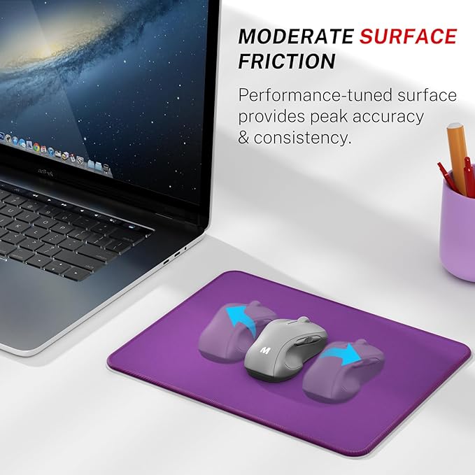 MROCO Mouse Pad [30% Larger] with Anti-Fray Stitched Edges, Premium-Textured Waterproof Surface, Non-Slip Rubber Base, Computer & Gaming Mouse Mat for Laptop, Office & Home, 8.5 x 11 in, Violet Purple