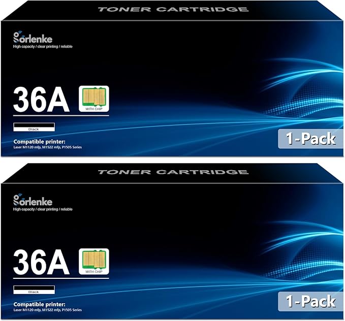 36A Black Toner Cartridge 2 Pack CB436D | 36A Ink Cartridge Replacement for HP 36A Toner Cartridge Works with Laser P1505n M1522n MFP M1522nf MFPM1120 MFPP1505 Printer | CB436A 36A Cartridge