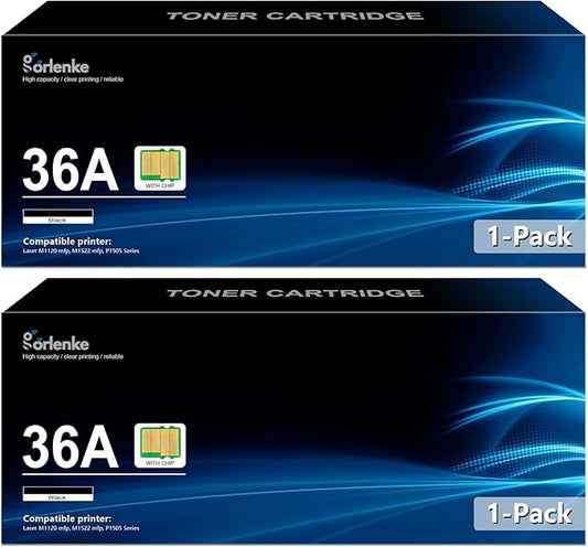 36A Black Toner Cartridge 2 Pack CB436D | 36A Ink Cartridge Replacement for HP 36A Toner Cartridge Works with Laser P1505n M1522n MFP M1522nf MFPM1120 MFPP1505 Printer | CB436A 36A Cartridge