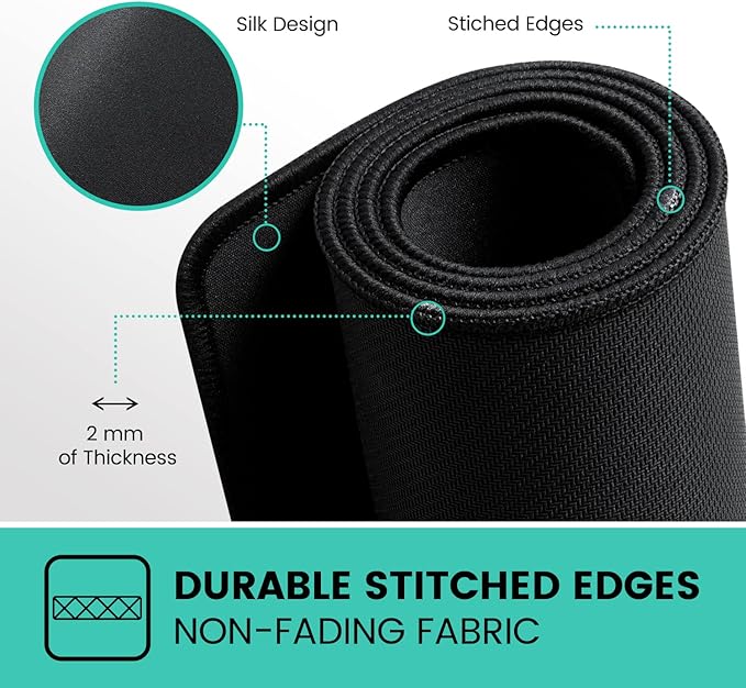 Perixx DX-1000L Waterproof Gaming Mouse Pad with Stitched Edge - Non-Slip Rubber Base Design for Laptop or Desktop Computer - L Size 12.60x10.60x0.08 Inches