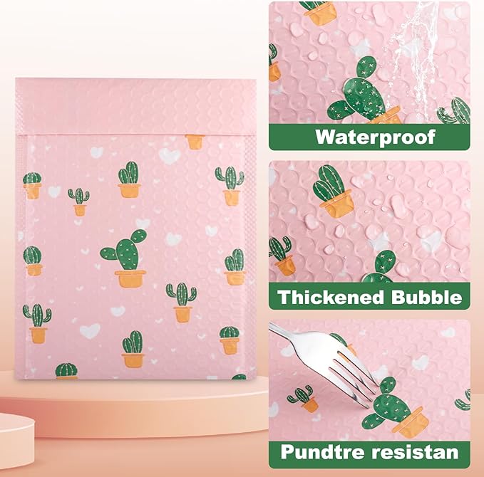50 Pack Bubble Mailers 6x9 Inch,Self Sealing Adhesive Padded Envelopes,Waterproof Cute Bubble Mailers,Cushioning Shipping Envelopes for Packaging, Mailing, Gifts, Small Business