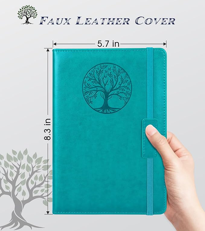 Dotted Journal Notebook for Women Men, 140 Pages Hardcover Dot Grid Notebooks for Work, School & Travel, Leather Journals for Writing, Bullet Journaling 5.7"×8.3" (Blue)